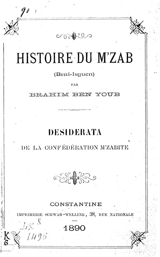 Histoire Du Mzab (Beni-Isguen) 1890