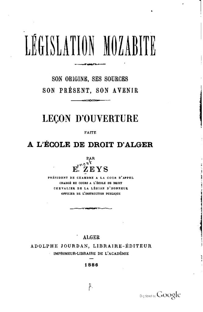 Législation Mozabite