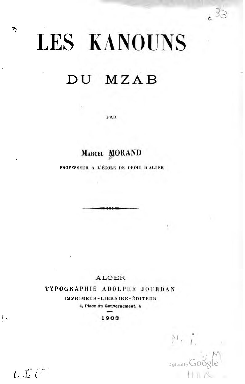 Les Kanouns Du Mzab